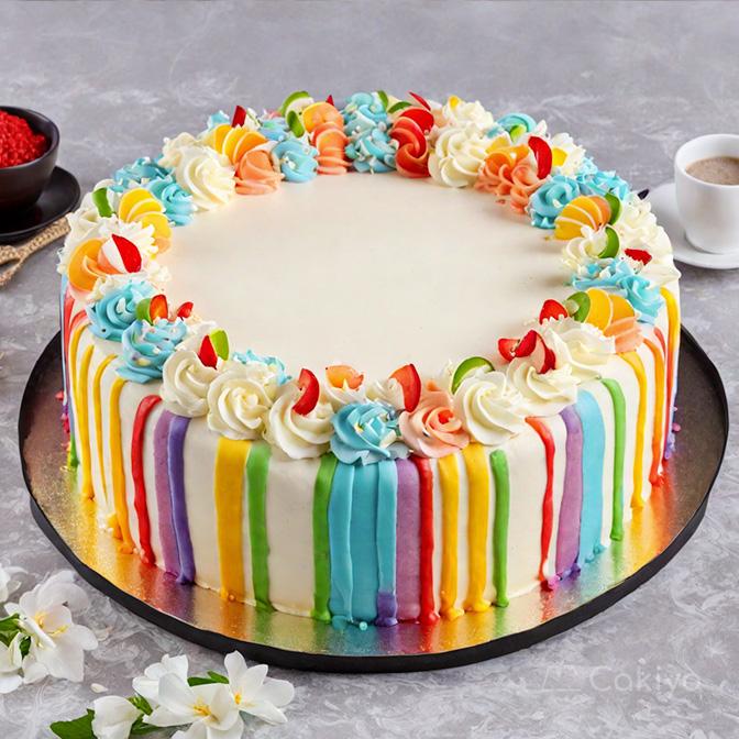 Rainbow Vanilla Cream Cake (500 gm)